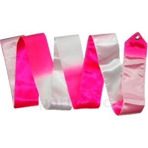 Cinta Gimnasia Rítmica Iniciacion Bicolor Blaca-Rosa neon