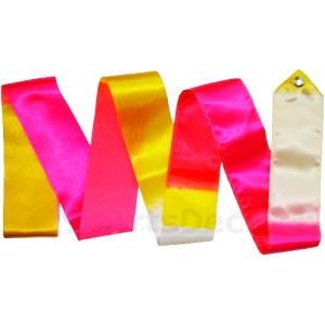 Cinta Gimnasia Rítmica Iniciacion Tricolor Amarilla-Blanca-Fucsia