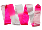 Cinta Gimnasia Rítmica Iniciacion Bicolor Blaca-Rosa neon