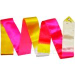 Cinta Gimnasia Rítmica Iniciacion Tricolor Amarilla-Blanca-Fucsia
