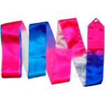 Cinta Gimnasia Rítmica Iniciacion Tricolor Blanca-Azul-Fucsia